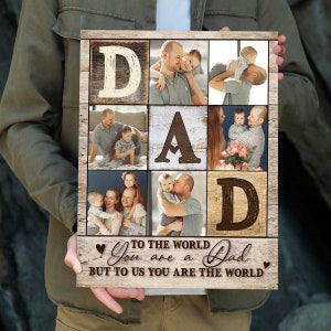 Personalized Gifts For Dad Photo Collage Canvas, Father&#39;s Day Gifts From Kids, Gift From Wife, Dad Birthday Gift, Anniversary Gifts For Him