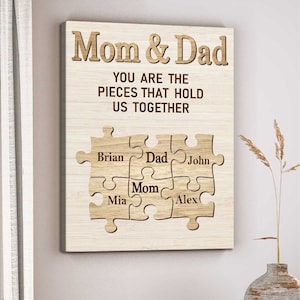 Family Sign Puzzle Canvas, Mom&dad You Are the Pieces That Hold Us ...