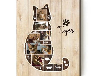Personalized Cat Photo Collage Canvas: Cat Memorial Gift
