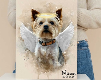 Custom Pet Memorial Portrait Canvas: Pet Loss Gifts
