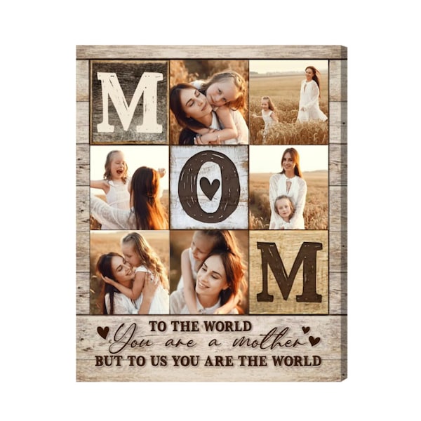 Personalized Gifts For Mom Photo Collage Canvas, Gift For Wife From Husband, Mom Birthday Gifts, Mother's Day Gift For Mom From Daughter Son