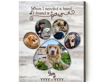 Personalized Paw Print Photo Collage Canvas: Dog Memorial Gifts
