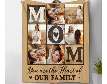 Personalized Mom Photo Collage Blanket, Christmas Gift For Mom, Blanket Gifts For Mother, Mom Birthday Gifts, X-mas Gift For Grandma Blanket