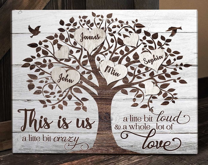 Personalized Family Tree Signs, Family Tree Wall Art, Gift for Grandparents With Kids Names, Anniversary Gifts, Chirstmas Gifts For Family