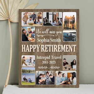 Personalized Retirement Photo Collage Canvas: Farewell Gift for Coworker