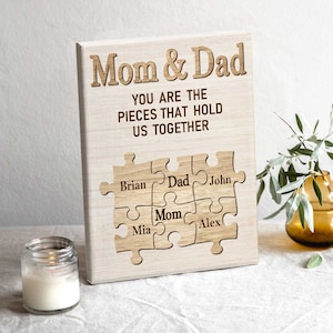 Family Sign Puzzle Canvas, Mom&dad You Are the Pieces That Hold Us ...