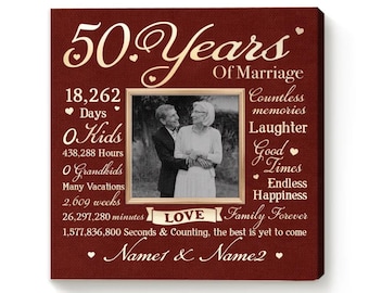 Personalized 50th Anniversary Photo Canvas: Golden Anniversary Gifts For Grandparents