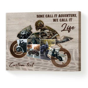 Personalized Motorcycle Photo Collage Canvas: Gift for Motorcycle Riders
