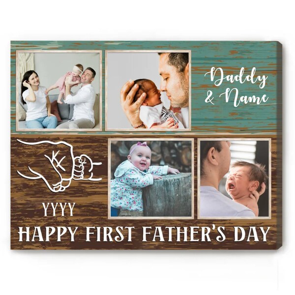 Custom Daddy & Baby Photo Collage Canvas, Gift for New Dad, Father's Day Gifts For Husband, New Dad Father’s Day Gifts, First Time Dad Gifts