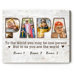 Custom Papa Photo Collage Canvas: Grandparent Gifts, Gift For Papa