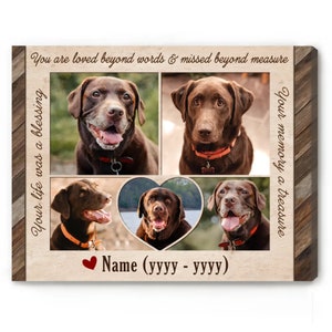 Custom Pet Memorial Gifts Photo Collage, Dog Passed Away Gift, Pets In Remembrance, Dog Memorial Wall Art, Pet Loss Gifts, Loss of Dog Gifts
