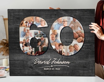 Personalized 60th Birthday Photo Collage Canvas: Birthday Gifts For Him