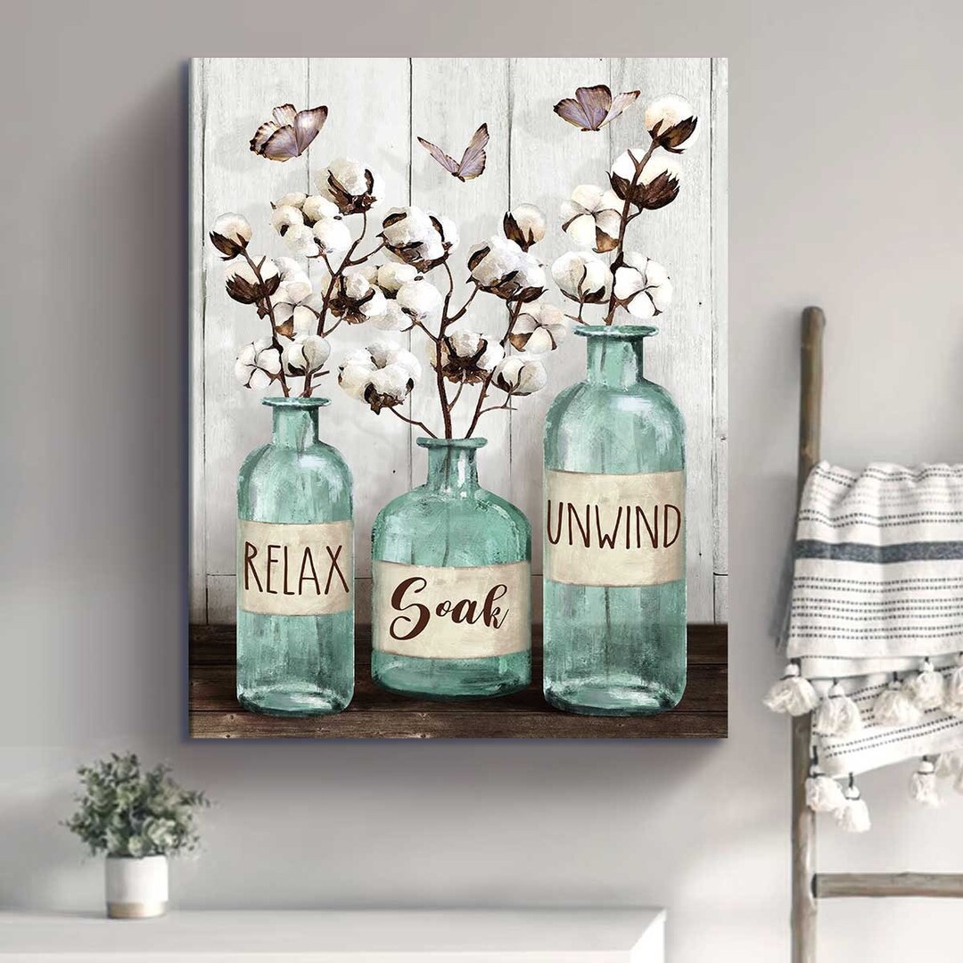 Farmhouse Bathroom Wall Art Bathroom Wall Decor Relax Soak Etsy