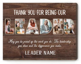 Personalized Leader Photo Collage Canvas: Appreciation Gift