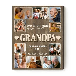 Custom Photo Collage Canvas: Gift for Grandpa, Grandparents Gift