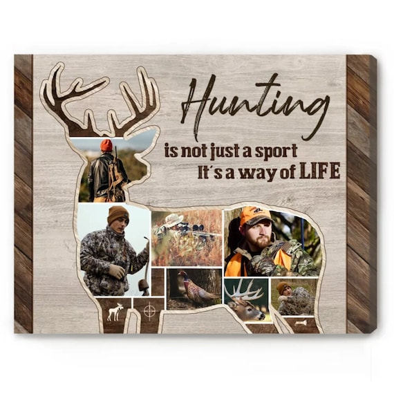 Personalized Hunting Photo Collage Canvas, Hunting Signs, Deer