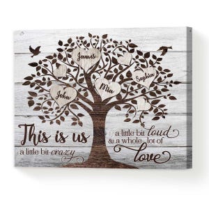 Personalized Family Tree Canvas Art: Family Names Sign, Grandparent Gifts