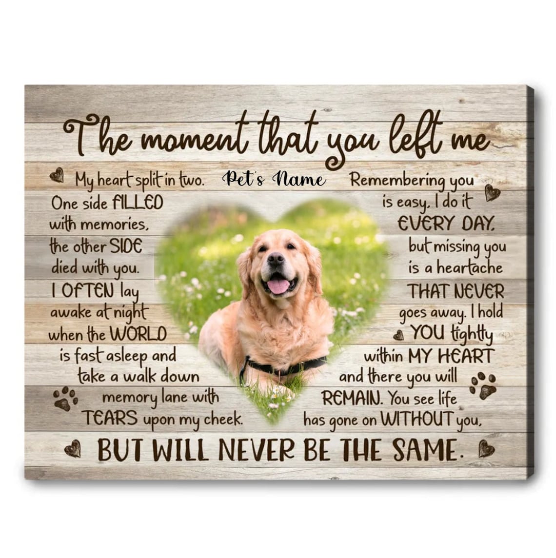 Custom Photo Pet Memorial Canvas Dog Passed Away Gift Pets Etsy