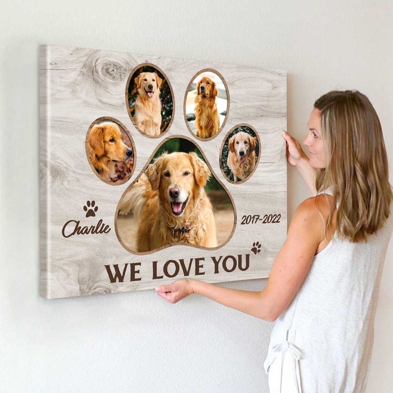 Custom Dog Paw Prints Photo Collage Canvas: Pet Memorial Gifts - Etsy