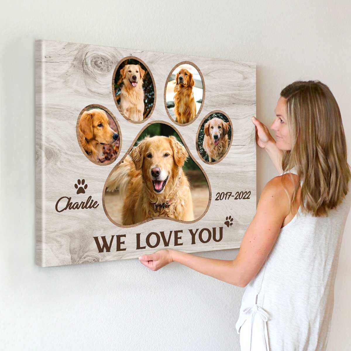 Custom Dog Paw Prints Photo Collage Canvas: Pet Memorial Gifts - Etsy