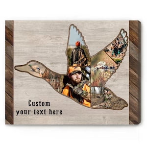 Personalized Duck Hunting Photo Collage Canvas, Gift For Duck Hunter, Waterfowl Hunting, Christmas Gifts For Hunting Dad, Grandpa, Husband