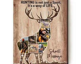 Personalized Deer Photo Collage Canvas, Hunting Gift