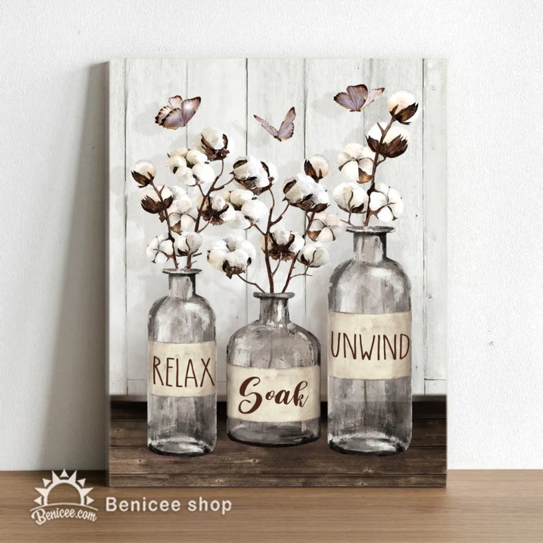 Farmhouse Bathroom Wall Art Bathroom Wall Decor Relax Soak Etsy