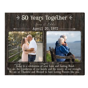 Personalized 50th Anniversary Gift for Parents, Golden Anniversary Canvas, Wedding Anniversary Picture Frame, Anniversary Gift for Mom & Dad
