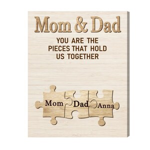 Family Sign Puzzle Canvas, Mom&dad You Are the Pieces That Hold Us ...