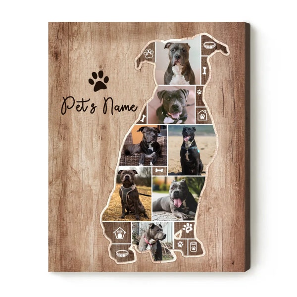 Personalized Pitbull Photo Collage Canvas: Pitbull Lover Gift