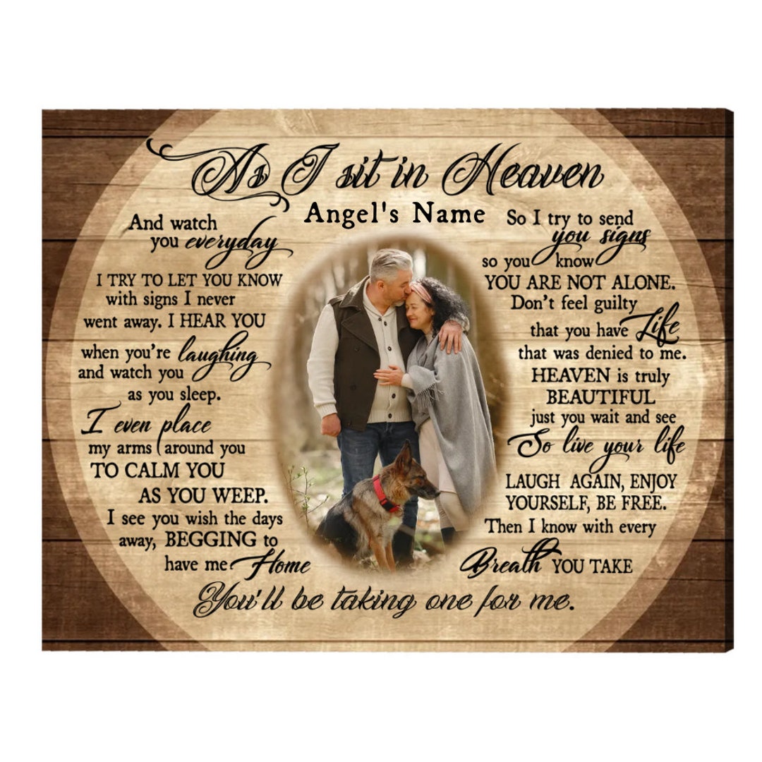 Custom Personalized Memorial Canvas - Up to 4 People & 2 Pets - As I Sit In Heaven main image 1