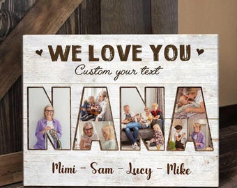 Lienzo personalizado con collage de fotos de abuelas: regalo personalizado para abuelos, regalos navideños para abuelas de niños