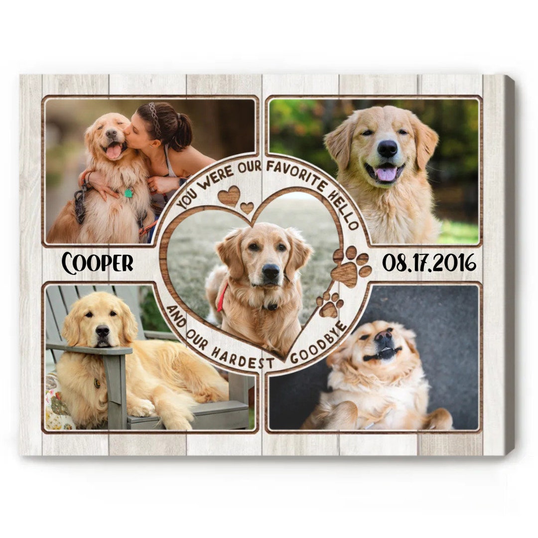 Custom Dog Memorial Photo Collage Canvas, Dog Loss Gift, Pet Sympathy
