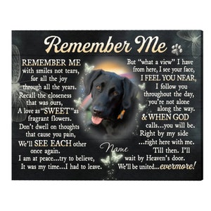 Remember Me Dog Memorial Canvas, Dog Picture Frame, Dog Loss Gifts, Dog Remembrace Gifts, Pet Loss Sympathy Present, Keepsake Memory Gift