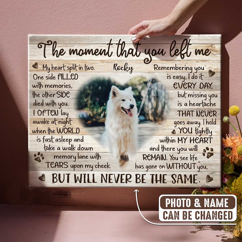 Custom Photo Pet Memorial Canvas Dog Passed Away Gift Pets Etsy