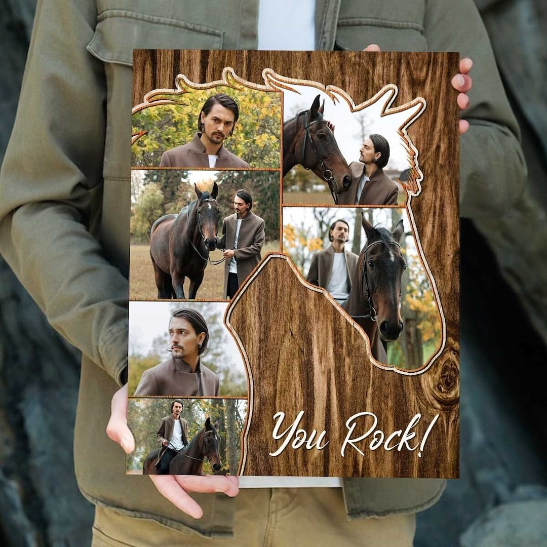 Personalized Horse Photo Collage Canvas, Gift for Horse Lover, Horse
