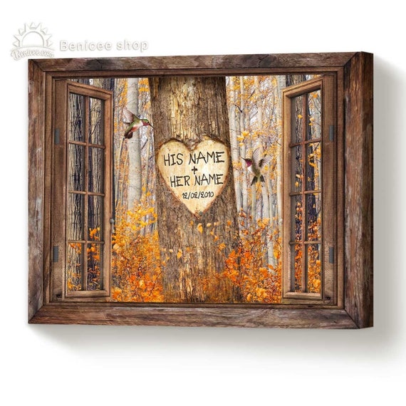 Personalised Tree Carving Scrapbook for Couples Valentines 