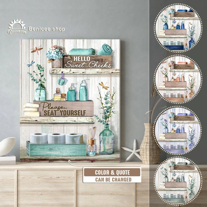 Bathroom Canvas Wall Art Customized Colours Bathroom Canvas Etsy