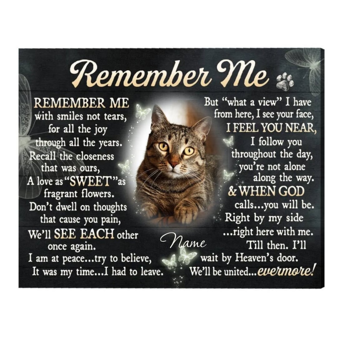 Personalized Memorial Gifts for Loss of Cat Wall Art, Cat Loss Gifts
