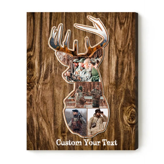 Personalized Deer Hunting Photo Collage Canvas, Father's Day Gifts