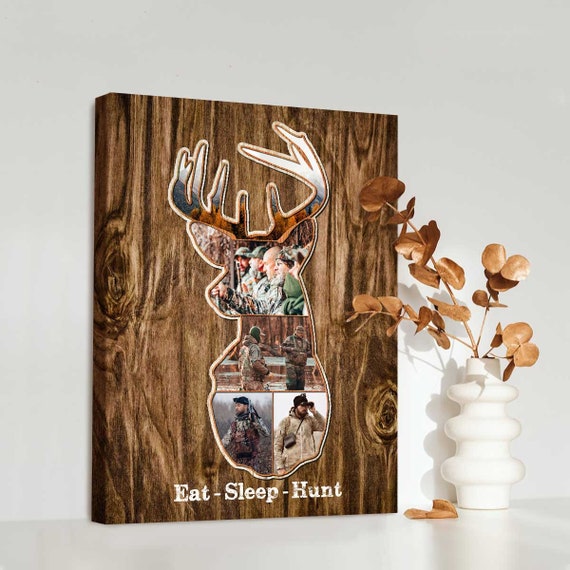 Personalized Deer Hunting Photo Collage Canvas, Christmas Gifts For Dad, Anniversary Gifts, Hunting Gift For Dad, Husband, Grandpa, Son
