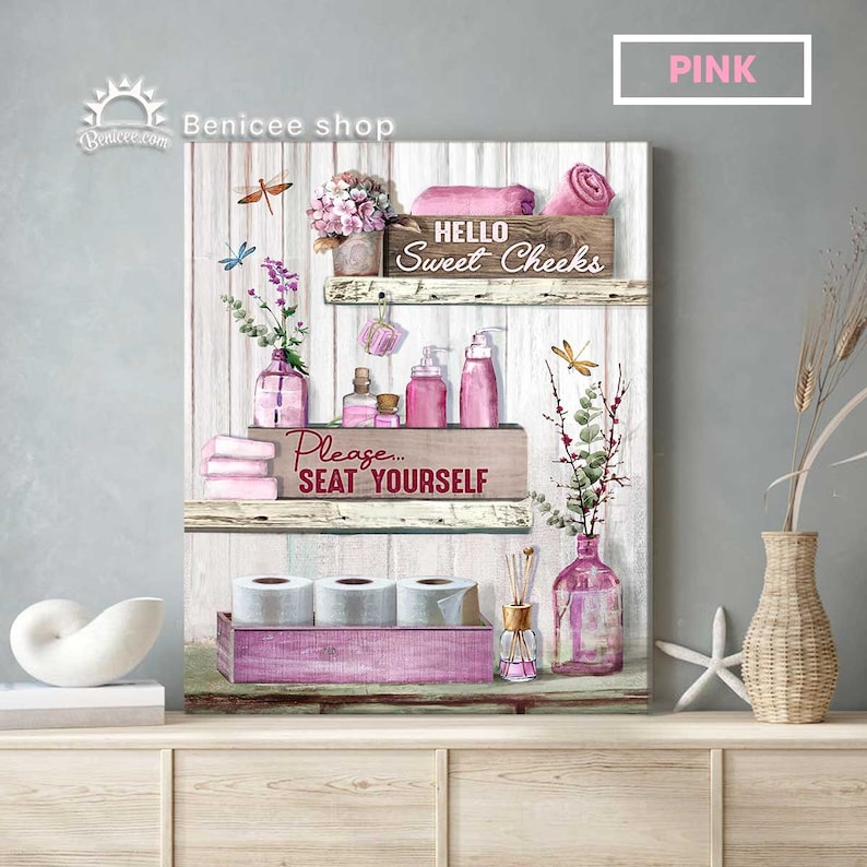 Bathroom Canvas Wall Art Customized Colours Bathroom Canvas Etsy