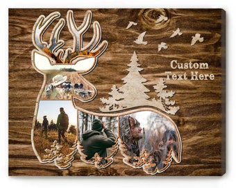 Personalized Deer Hunting Photo Collage Canvas: Hunting Gifts For Him