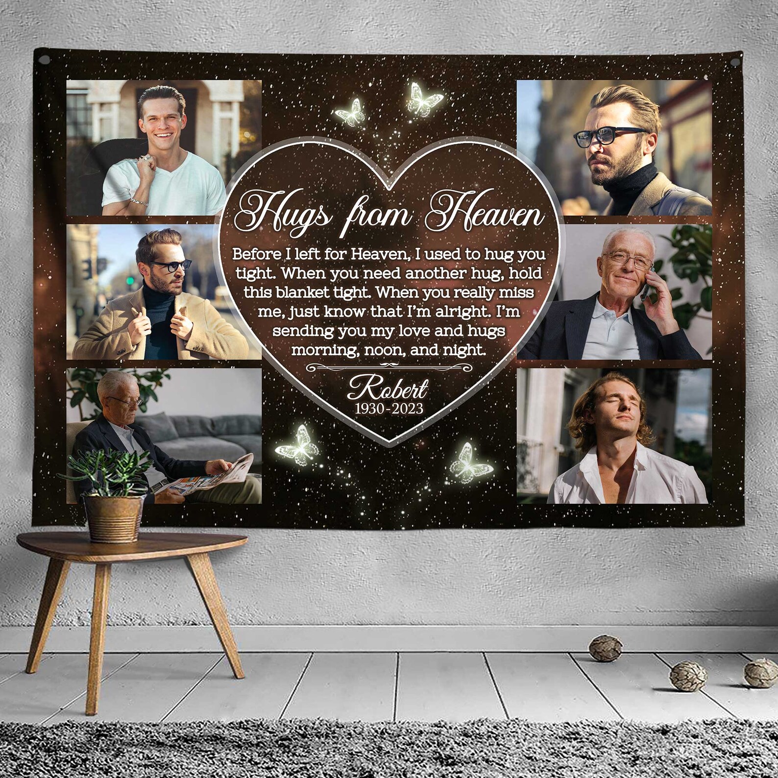 Personalized Photo Memorial Blanket Hugs From Heaven, Photo Blanket Gifts Remembering Lost Loved ...