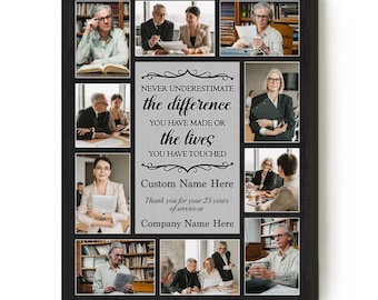 Personalized Retirement Photo Collage Canvas: Farewell Gift for Coworker