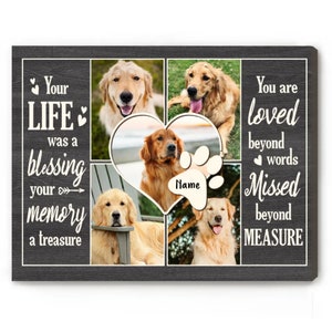 Custom Photo Pet Memorial Canvas: Dog Loss Gift, Pet Collage