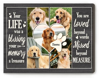Custom Photo Pet Memorial Canvas: Dog Loss Gift, Pet Collage