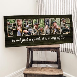 Personalized Fishing Large Canvas, Fishing Photo Gift, Father&#39;s Day Gifts For Dad, Fishing Gifts For Husband, Grandpa, Gifts For Fishermen