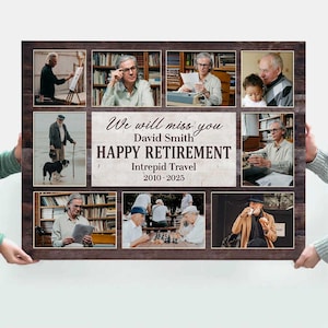 Personalized Retirement Photo Collage Canvas: Farewell Gift