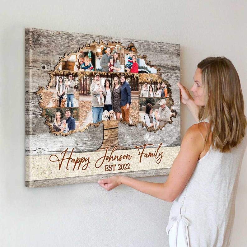 Personalized Family Tree Photo Collage Canvas: Christmas Gifts for ...